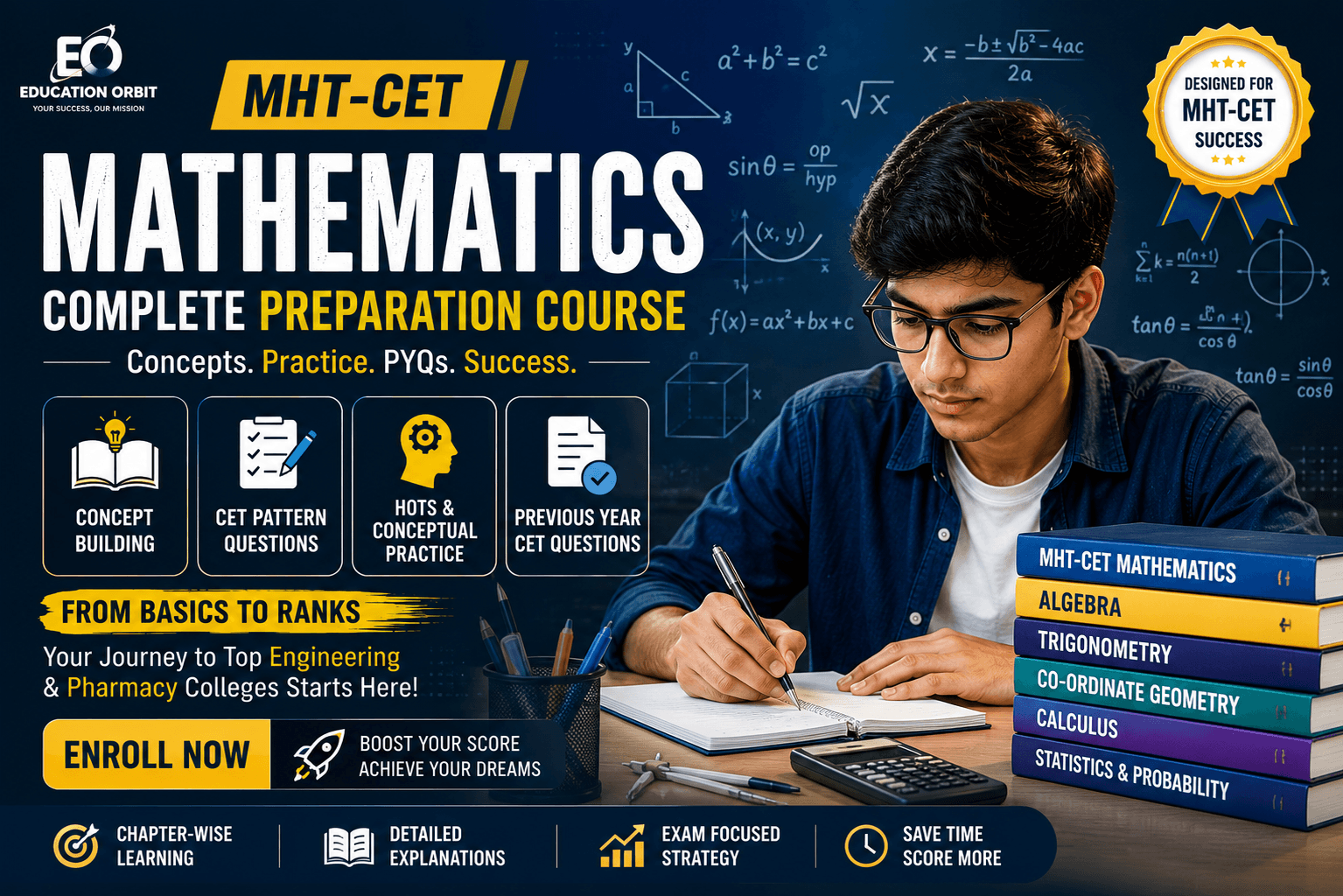MHT-CET Mathematics Complete Preparation Course | Chapter-wise MCQs, PYQs, Weightage & Mock Tests